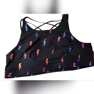 Torrid Black Sports Bra with Multicolor Accents